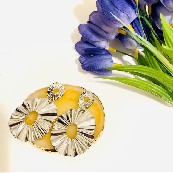 🌺silver leaf Punk hanging statement earring - Picture 7 of 12